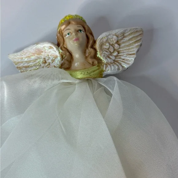 Vintage Home Interior Angel Tree Topper White Glitter Wings - Picture 4 of 6